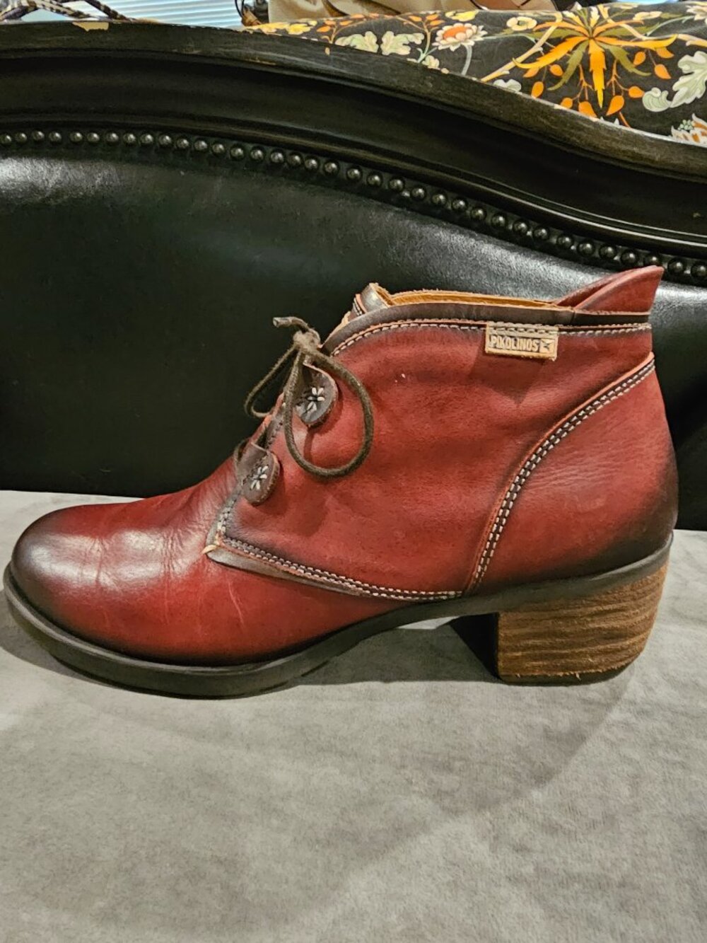 Pikolinos Women's Red Mahogany Lace up Leather Upper Ankle Boots Size 42 or 11 - Picture 5 of 8